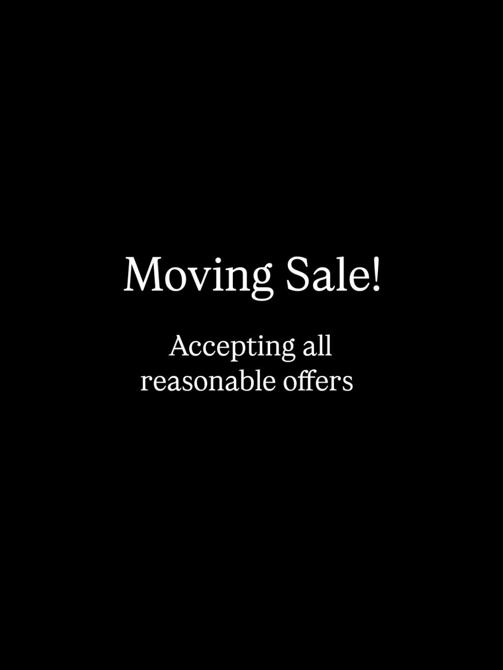 Moving Sale Announcement